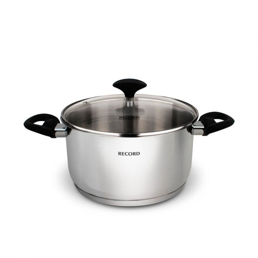 Olla Record Gia Plus Acero Inoxidable con tapa de vidrio 22 cm