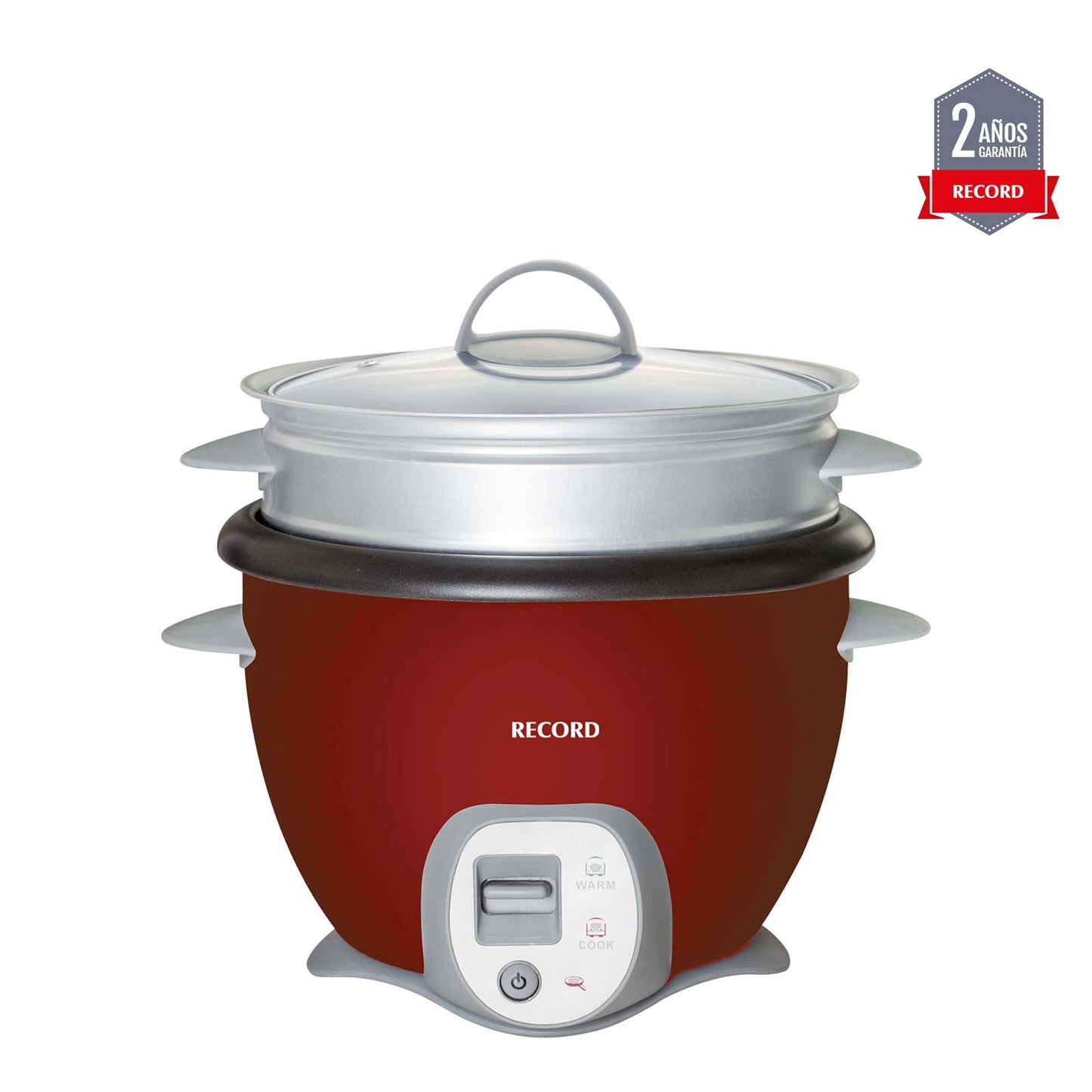 Arrocera multiusos Record roja con función sofrito y bandeja de vapor 1.8L