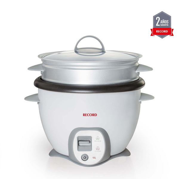 Arrocera multiusos Record blanca con función sofrito y bandeja de vapor 1.8L