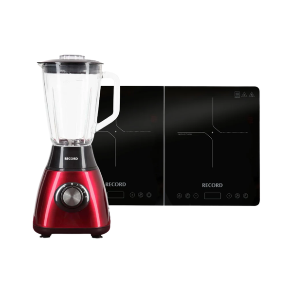 Combo Record Cocina de Inducción 2 Hornillas + Licuadora 1.5L Rojo Metálico
