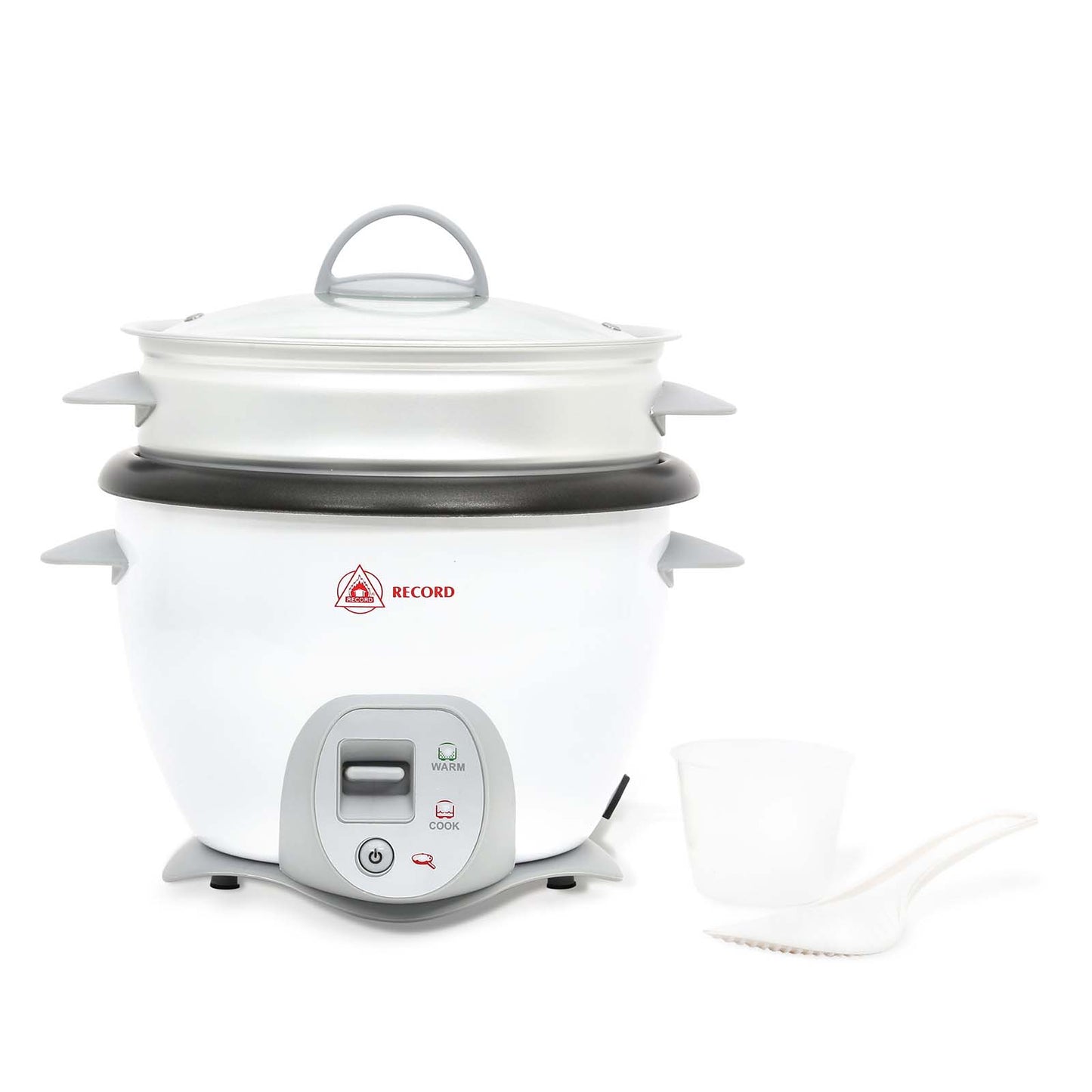 Arrocera multiusos Record blanca con función sofrito y bandeja de vapor 1.8L