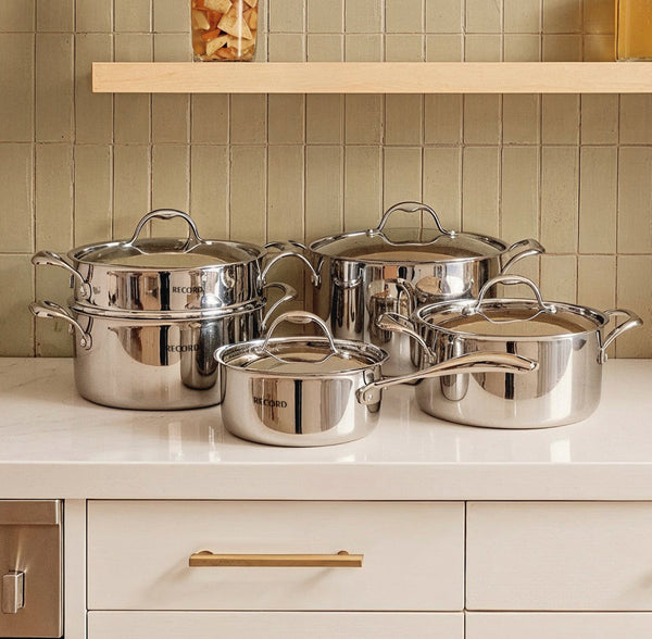 Juego de Ollas Record Piaccere Acero Inoxidable 9 piezas