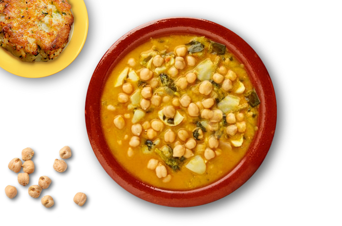GARBANZOS CON  CROQUETAS DE ATÚN