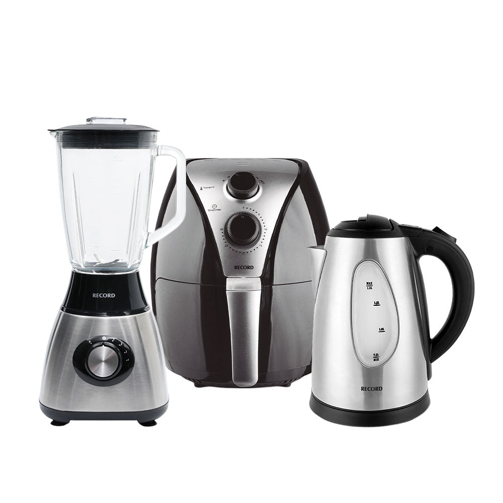 Combo Sazon con Record III-  Licuadora + Freidora de Aire + Hervidor Eléctrico