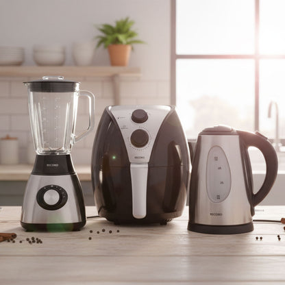 Combo Sazon con Record III-  Licuadora + Freidora de Aire + Hervidor Eléctrico