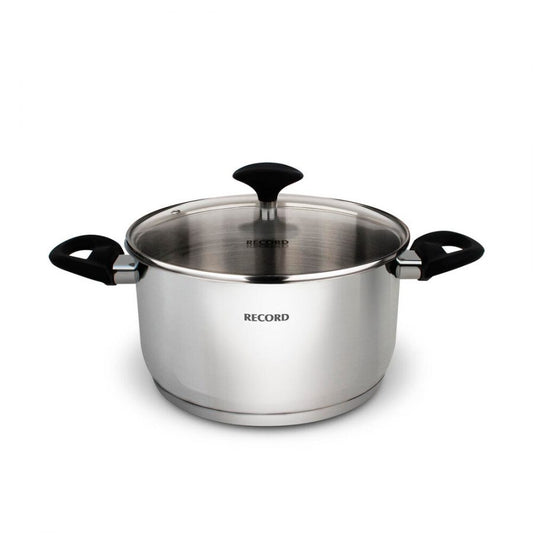 Olla Record Gia Plus Acero Inoxidable con tapa de vidrio 22 cm