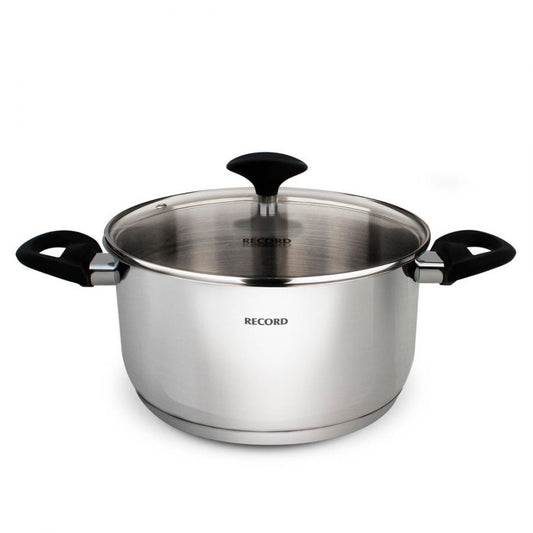 Olla Record Gia Plus Acero Inoxidable con tapa de vidrio 26 cm