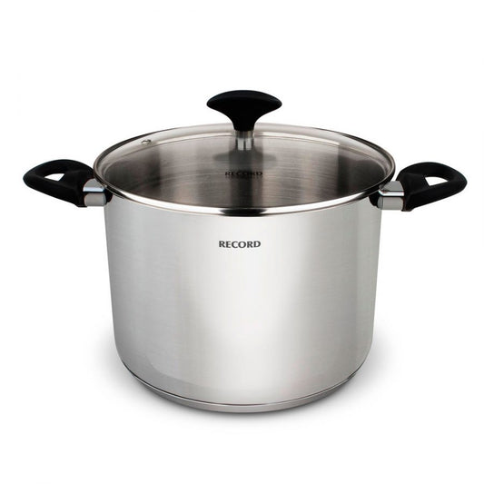 Olla Record Gia Plus alta Acero Inoxidable con tapa de vidrio 24 cm