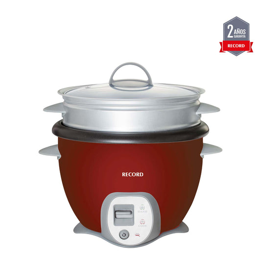 Arrocera multiusos Record roja con función sofrito y bandeja de vapor 1.8L