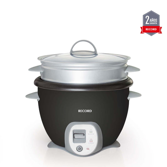 Arrocera multiusos Record negra con función sofrito y bandeja de vapor 1.8L