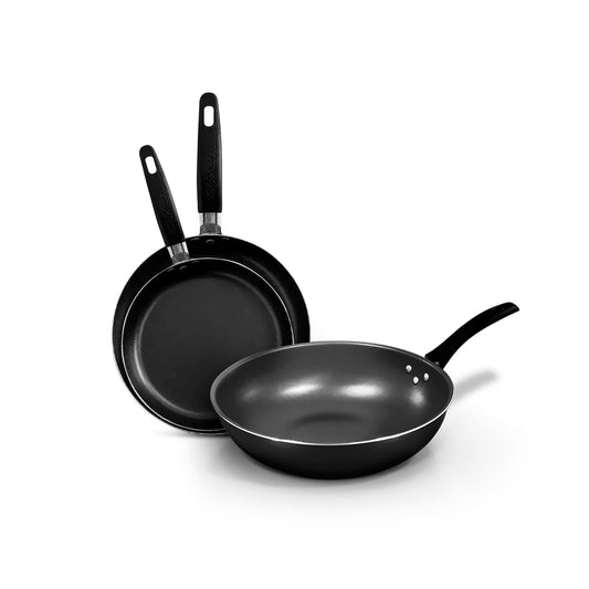 Tripack de sartenes Record wok 28+sartén18 y 22 cm