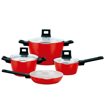 Juego de Ollas Nisqa cerámico Rojo 7 Piezas