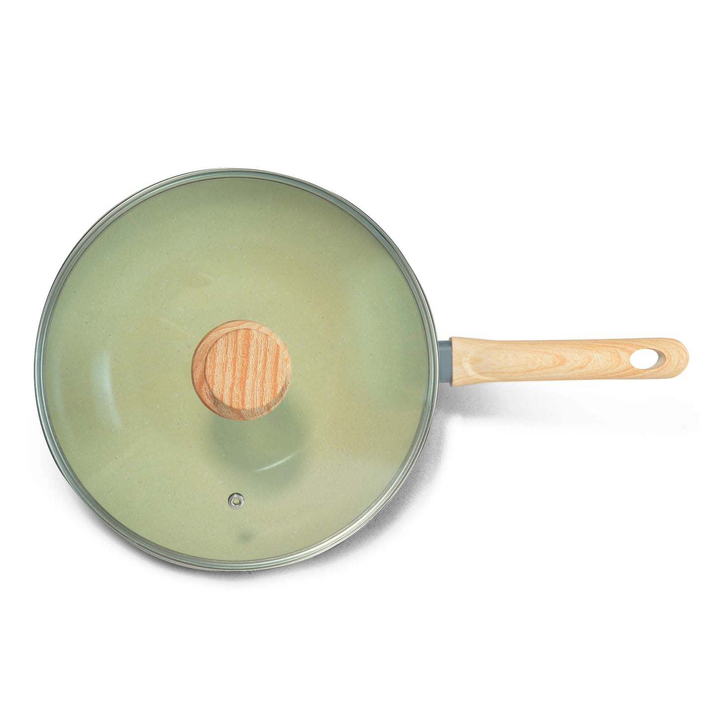 Sartén wok Record Wood con revestimiento interno cerámico y tapa de vidrio 26 cm