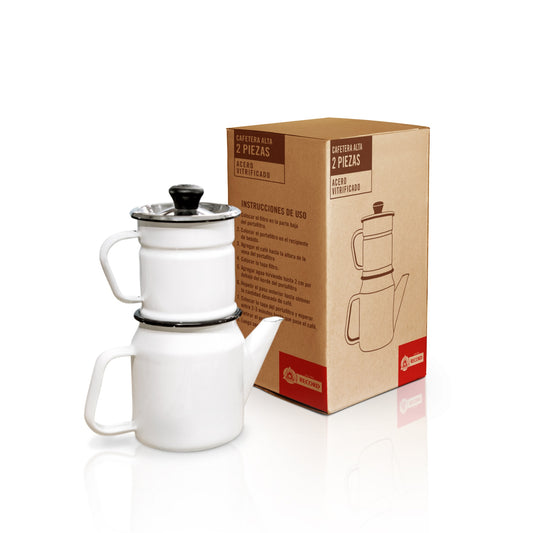 Cafetera Acero Esmaltado 2pzas Blanca N°10 RECORD