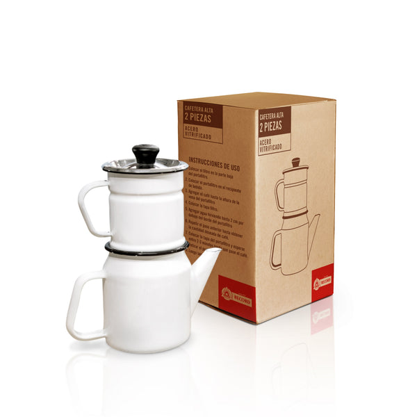 Cafetera Acero Esmaltado 2pzas Blanca N°10 RECORD