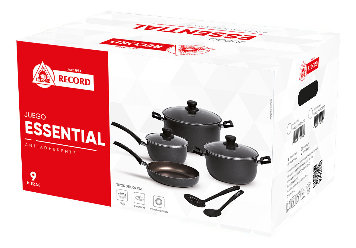 Juego de Ollas Essential Negro 9 piezas