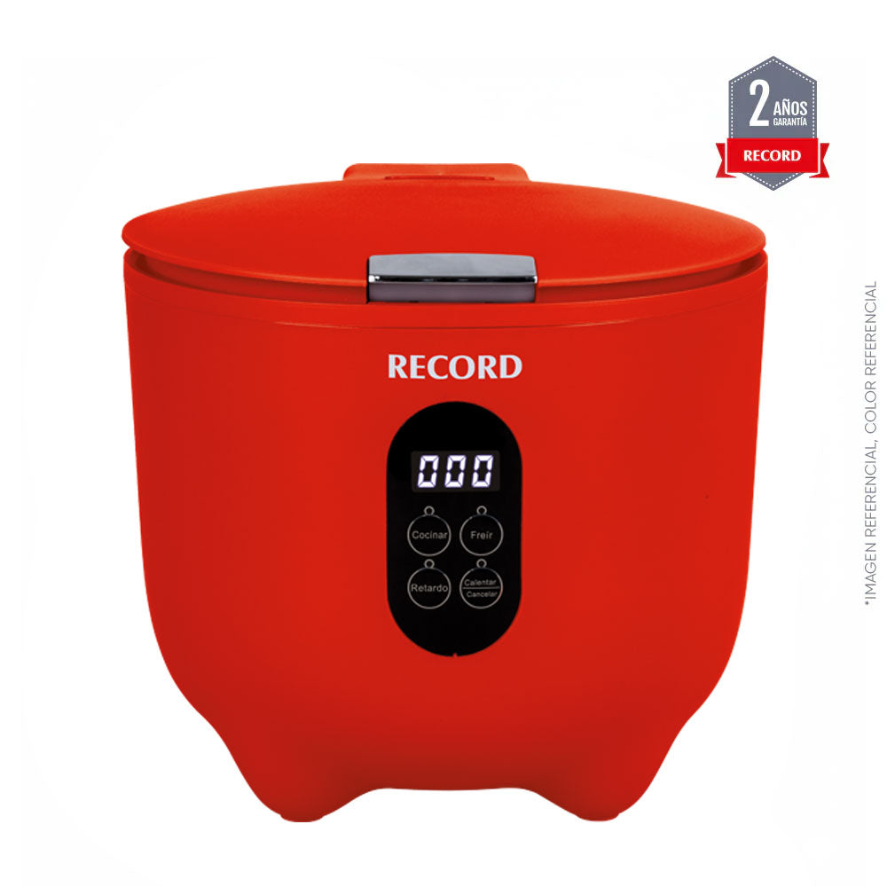 Arrocera eléctrica Record 1L compacta ideal para arroz, sopas y guisos.